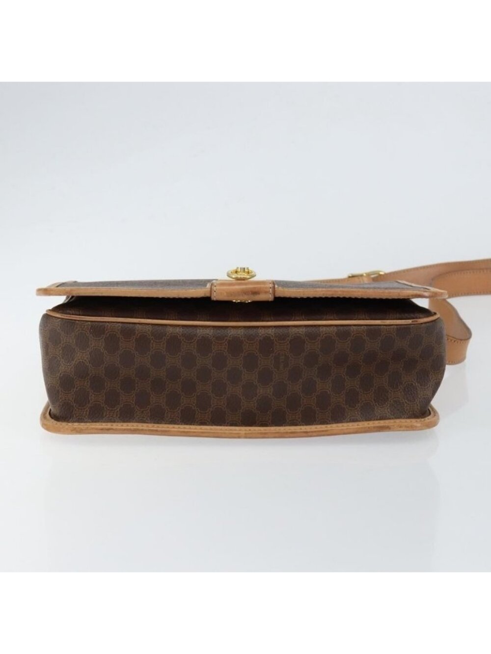 Authentic CELINE Macadam Canvas Shoulder Bag PVC Brown Gold - Picture 12 of 16